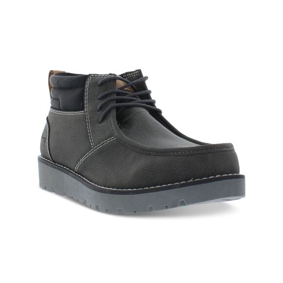 WEATHERPROOF Mens Black Pull Tab Chester Round Toe Platform Chukka Boots 9 M